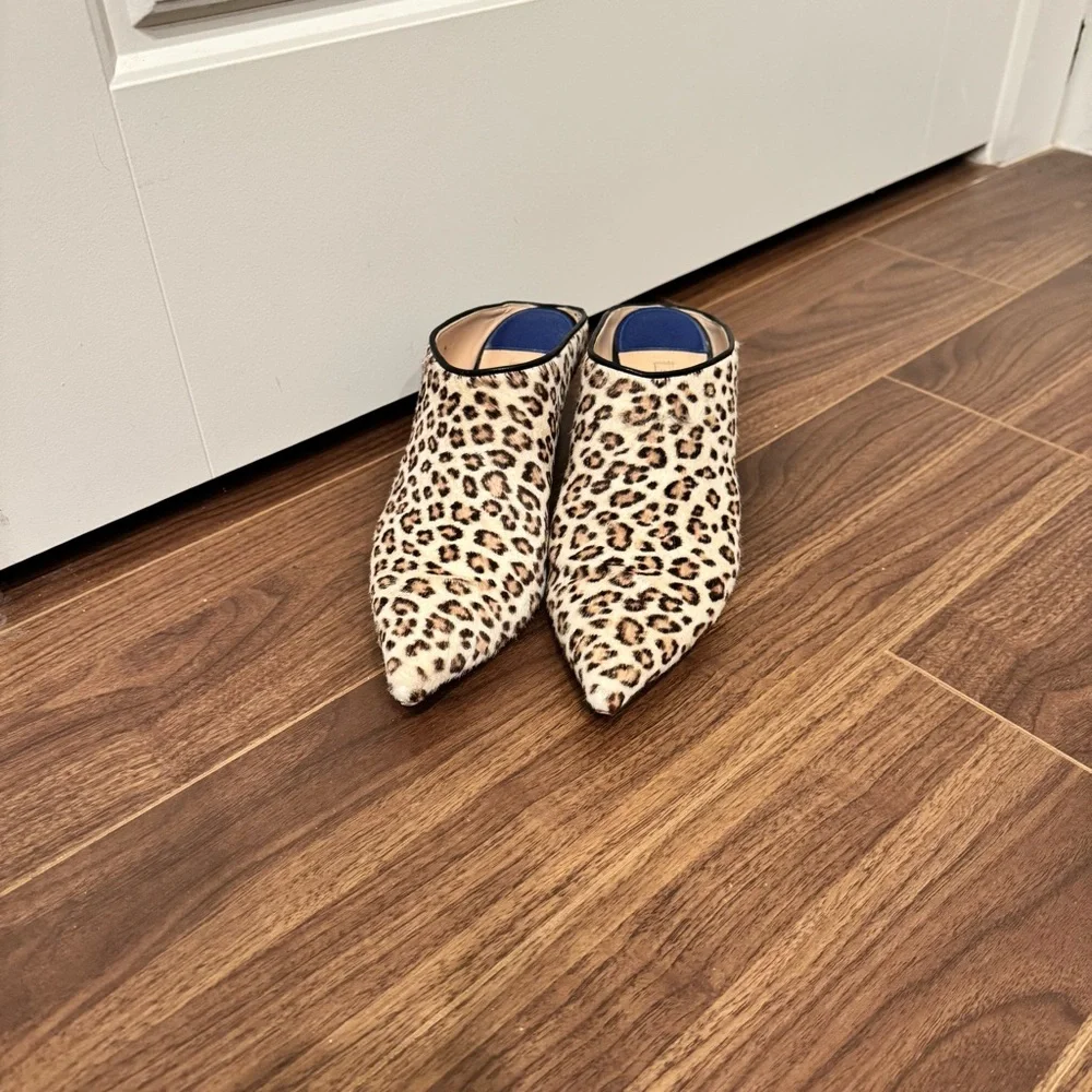 Stuart Weitzman Leopard Print Mules Sz 8 - Picture 9 of 10